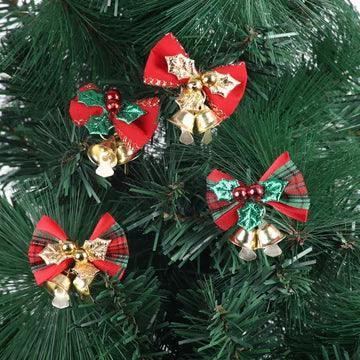 Christmas Bow with Bell | Wreath & Tree Hanging Holiday Decor - ClubOn