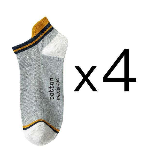 4 Pairs Cotton Men’s Short Socks – Fashionable, Breathable Ankle Socks - ClubOn