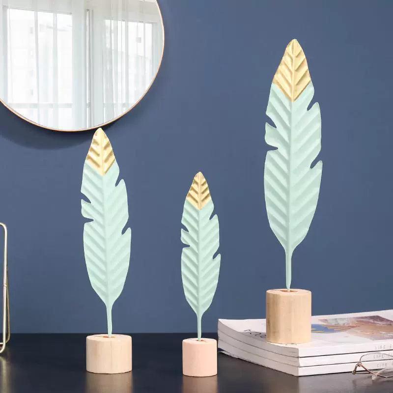 Modern Feather Wooden Decorations – Minimalist Miniature Figurines - ClubOn