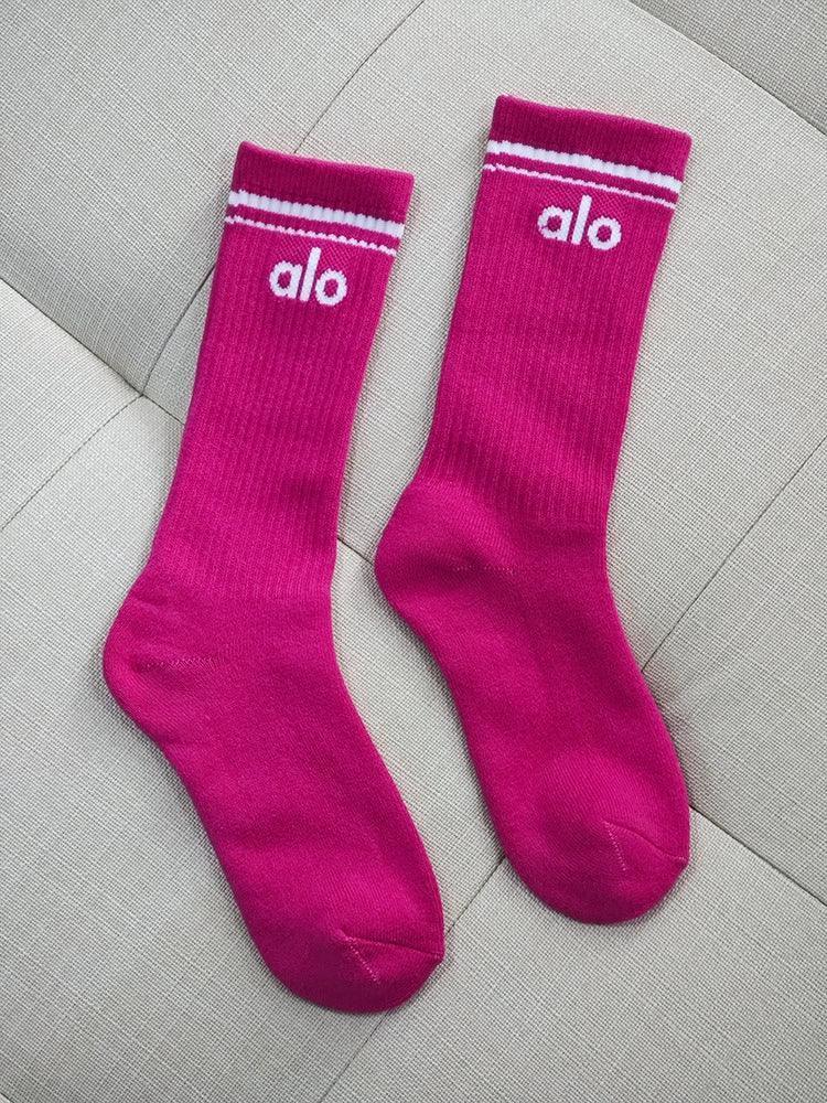 Alo Cotton 18cm Medium-Length Fashion Socks – Pure Cotton, Four Seasons, Sports Leisure, Couple Socks - ClubOn