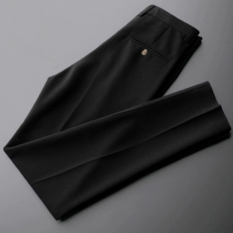 Spring All-Match Drape Trousers Men's Straight Ice Silk Casual Pants White Suit Anti-Wrinkle Light Nine-Point Trousers - ClubOn