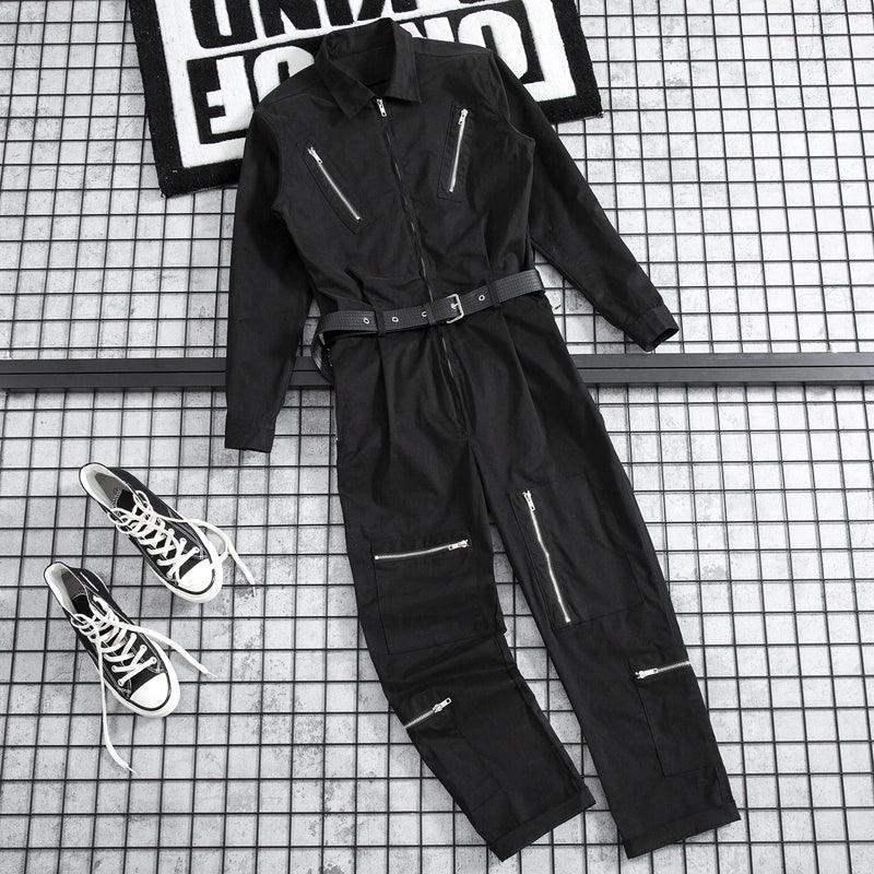 Men’s Workwear Jumpsuit – Casual Loose Long-Sleeve Overalls Suit - ClubOn