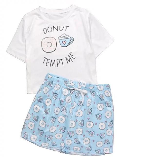 Women's Summer Sleepwear Pajamas: T-Shirts and Shorts Set - ClubOn