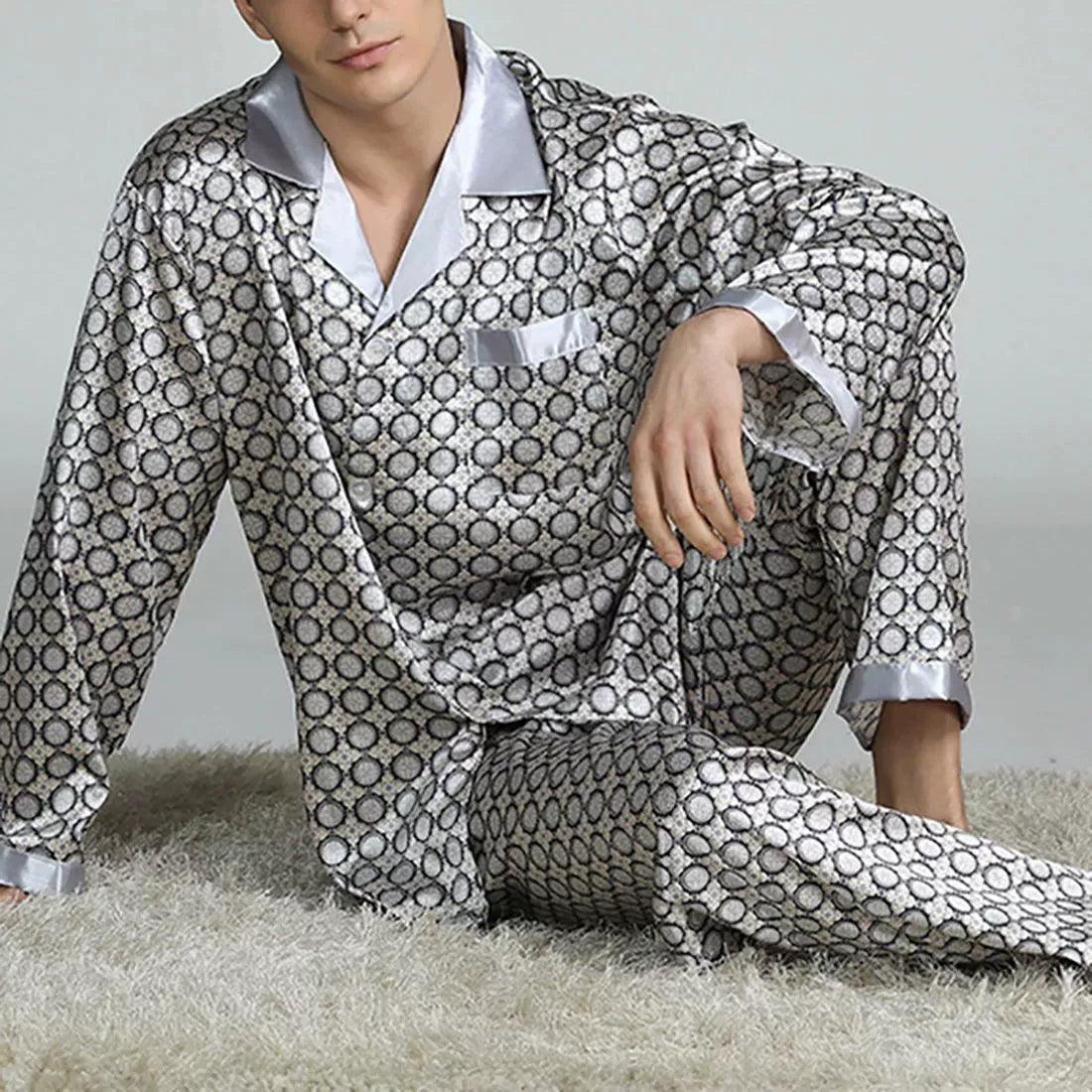 Men's Stain Silk Pajama Set - Modern Style Sleepwear - ClubOn