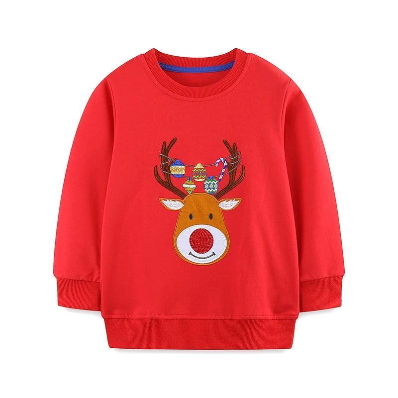 Christmas Cartoon Sweatshirts for Kids – Pure Cotton Long-Sleeved Round Neck - ClubOn