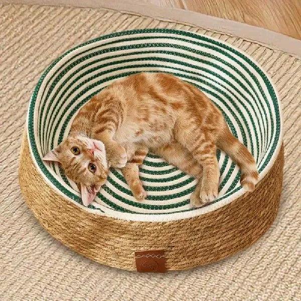Woven Cat Basket Bed | Cozy Lounger Pet Furniture for Cats - ClubOn