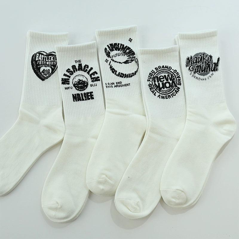 Men’s Trendy High Tube Sports Socks – Deodorant, Thin Spring, White, Medium/Long Tube - ClubOn