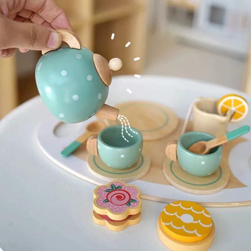 Wooden Afternoon Tea Set Toy – Pretend Play Food for Kids - ClubOn