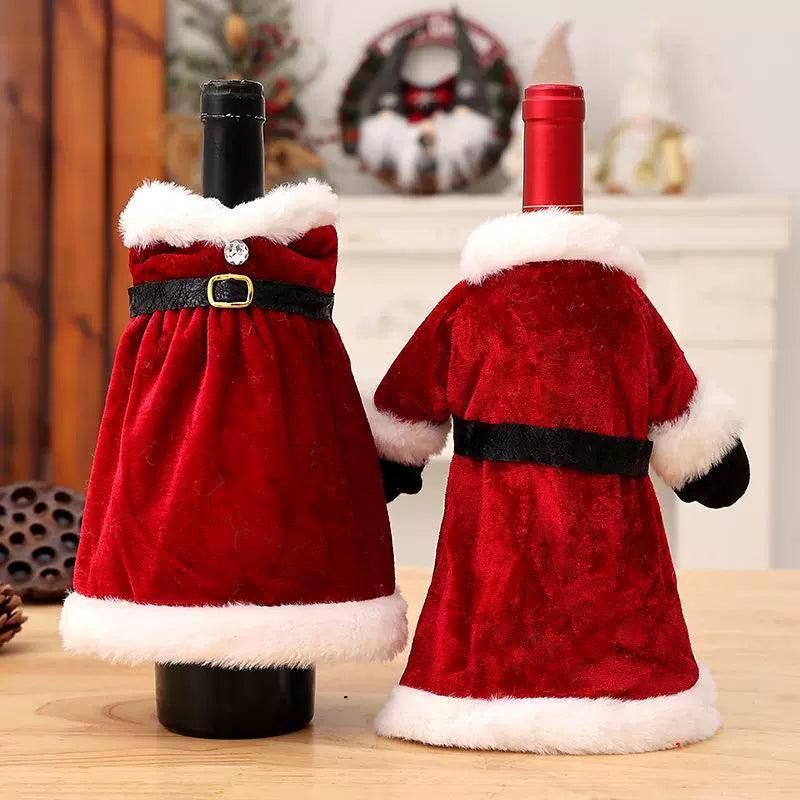 Christmas Dress Wine Bottle Set – Holiday Decoration Set - ClubOn