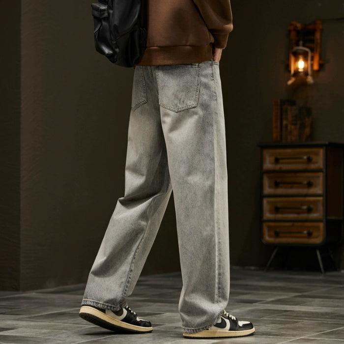 Men’s Loose Wide-Leg Jeans – Trendy Autumn Trousers - ClubOn
