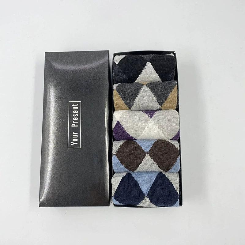 Men's Wool Socks (Thick & Warm, Business Style, 5 Pairs) - ClubOn