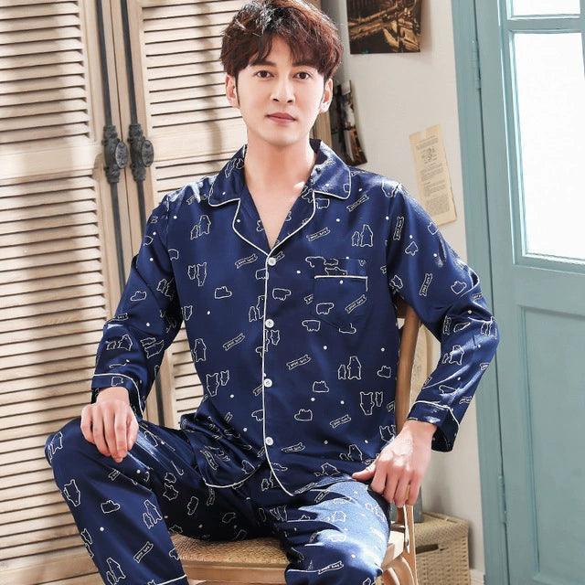 Men’s Stain Silk Pajama Set – Luxurious Silk Sleepwear for Men - ClubOn