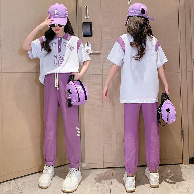 Girls' Big Kids Color-Block Sports Suit – Lightweight Summer Style - ClubOn