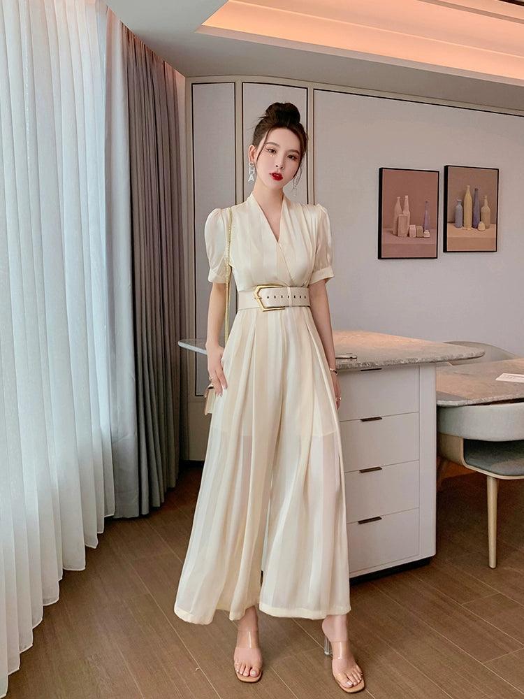 Elegant High-Waist Wide-Leg Jumpsuit for Women - ClubOn