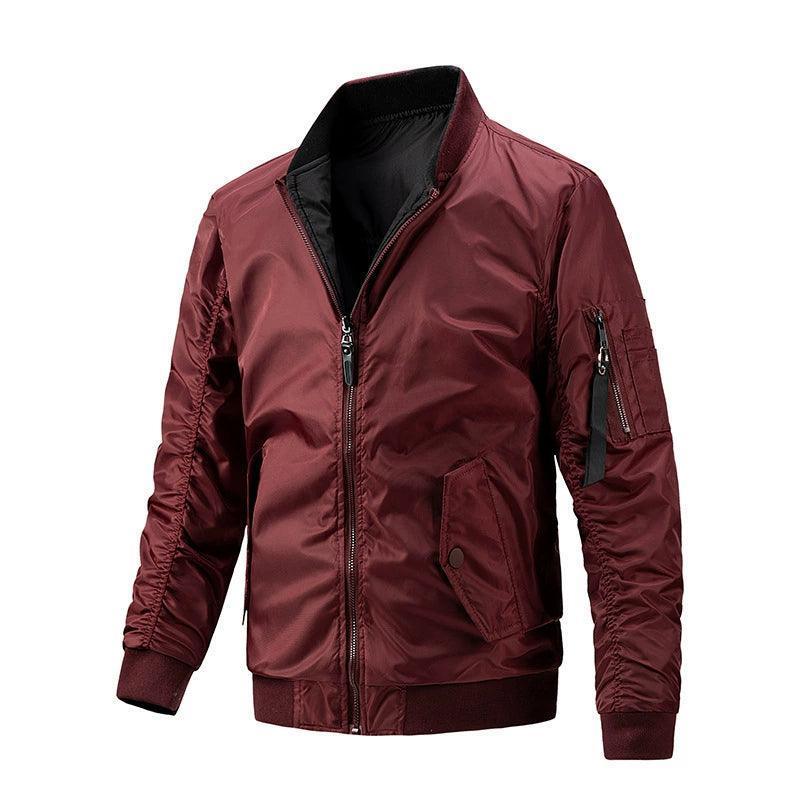 Men’s Flight Suit Cotton Jacket – Double-Sided Wear Stand Collar Coat - ClubOn