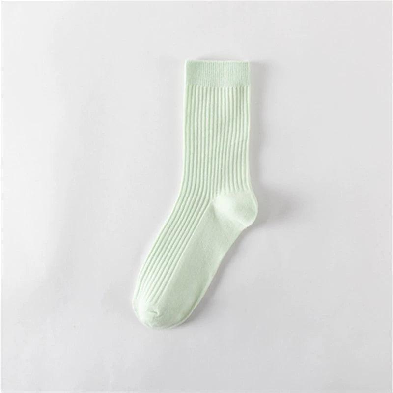 Pure Solid Color Cotton Double Needle Middle Tube Socks – Combed Cotton Striped Men’s Socks for Autumn & Winter - ClubOn