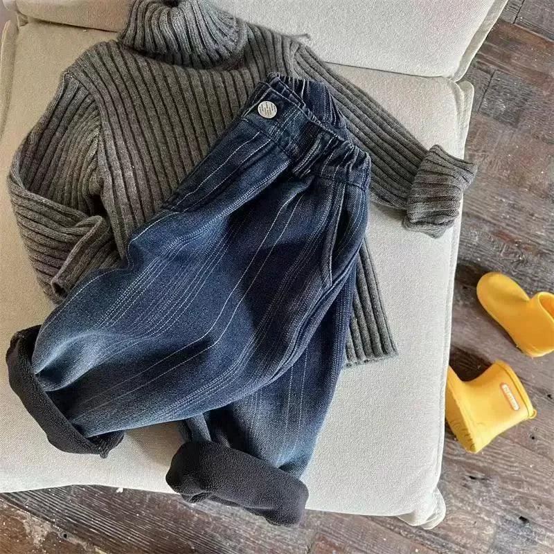 Kids Boys' Jeans – Winter Plus Velvet Denim Pants for Baby Boy - ClubOn