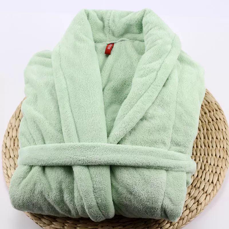 Winter Men’s Bathrobe – 100% Cotton Towel Fleece Long Robe - ClubOn