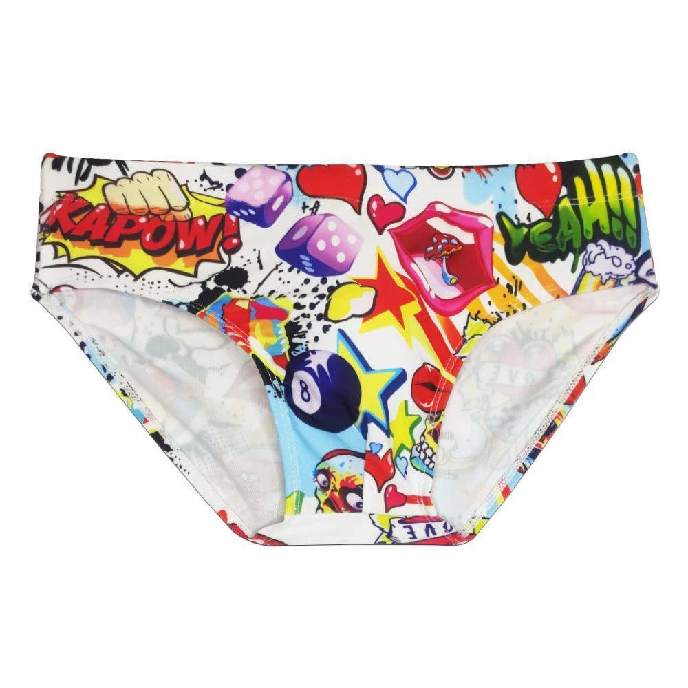 Fun Cartoon Men's Swimwear | BOOOOM BA with/Without Sponge Pad - ClubOn