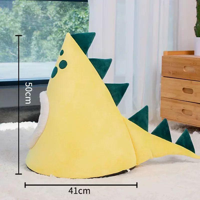 Three-Dimensional Dinosaur Shape Pet House - Yellow Cartoon Design - ClubOn