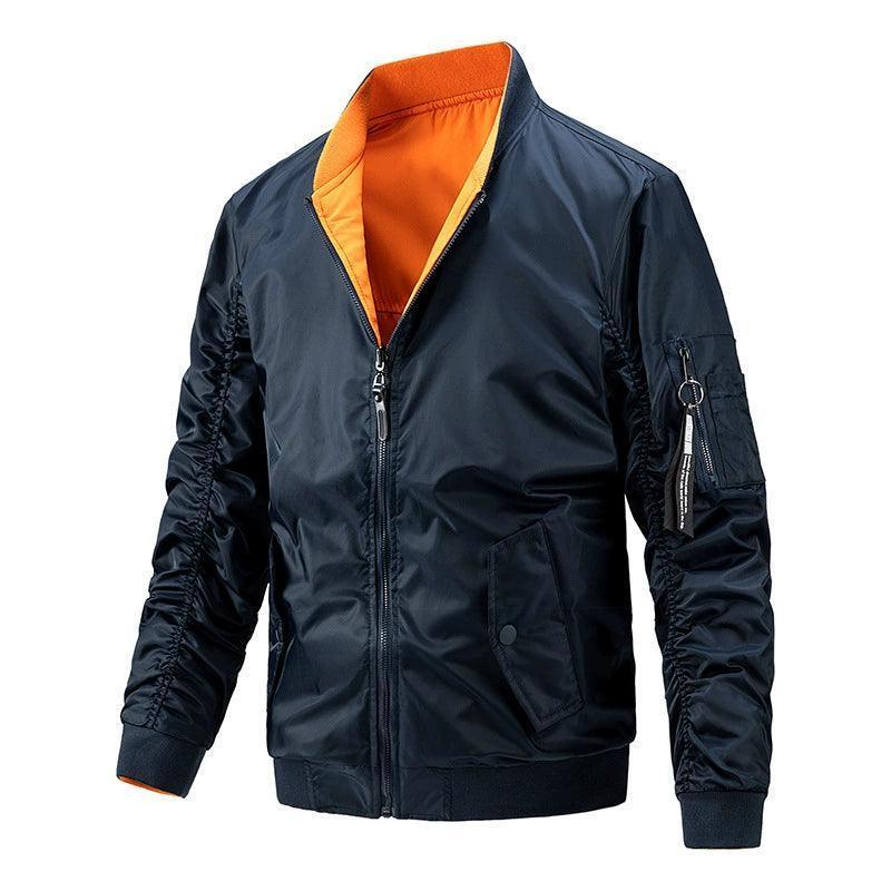 Men’s Flight Suit Cotton Jacket – Double-Sided Wear Stand Collar Coat - ClubOn