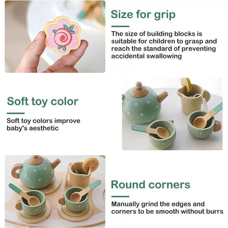Wooden Afternoon Tea Set Toy – Pretend Play Food for Kids - ClubOn