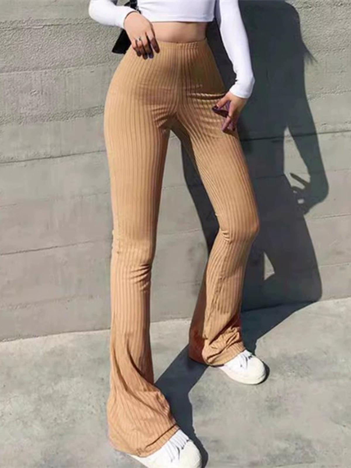 European & American High-Waisted Micro-Flared Trousers for Women - ClubOn