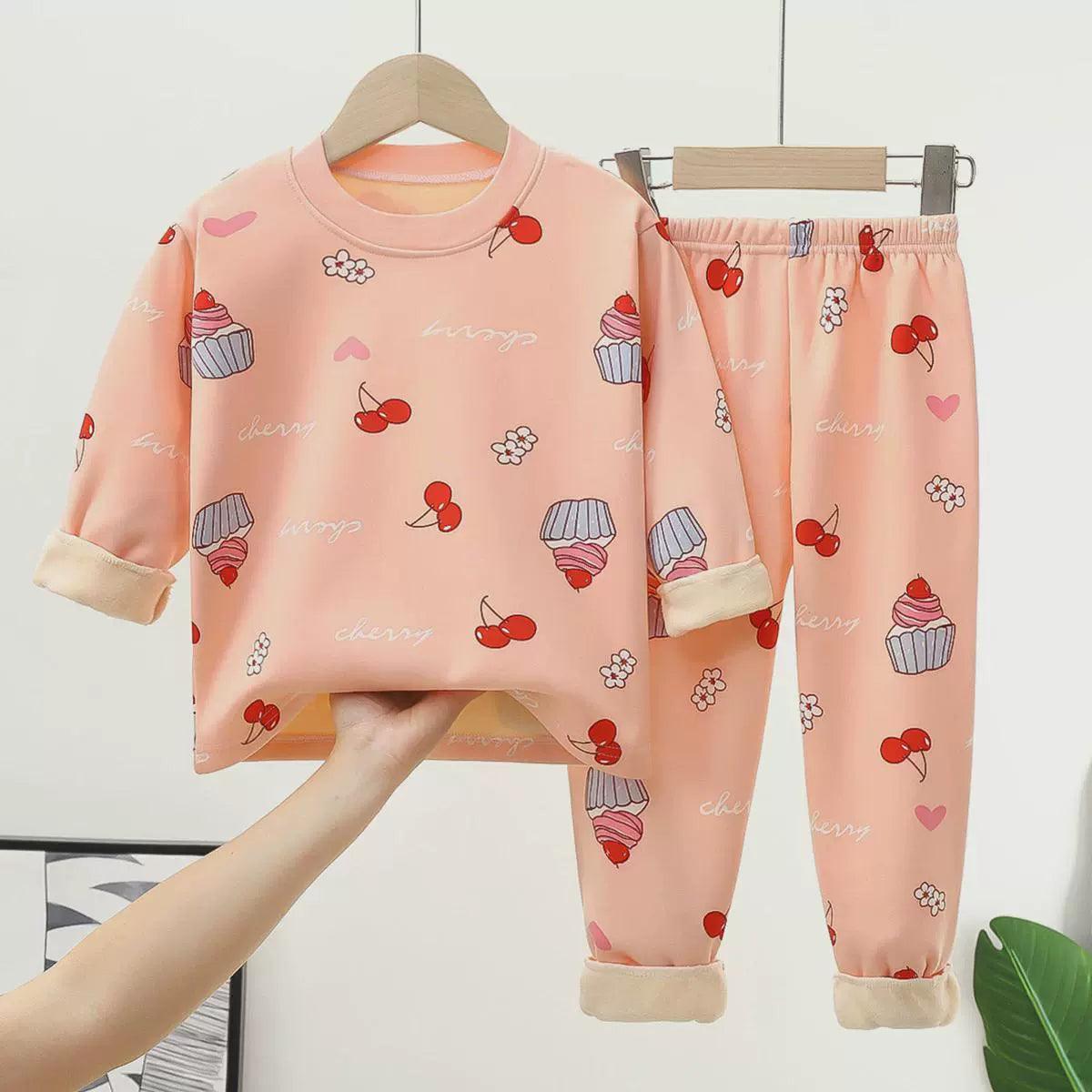 Kids' Thick Warm Pajamas Set - Autumn Winter Sleepwear for Baby Girls - ClubOn