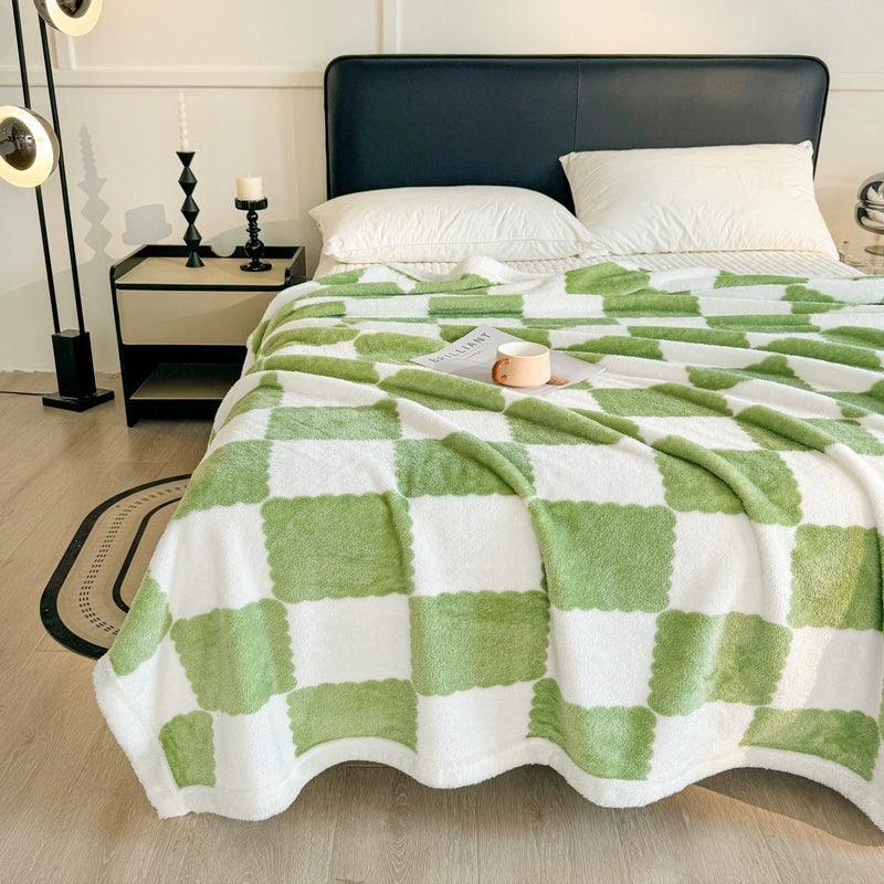 Class A Arctic Fleece Blanket – Milk Fleece Checkerboard Double Blanket - ClubOn