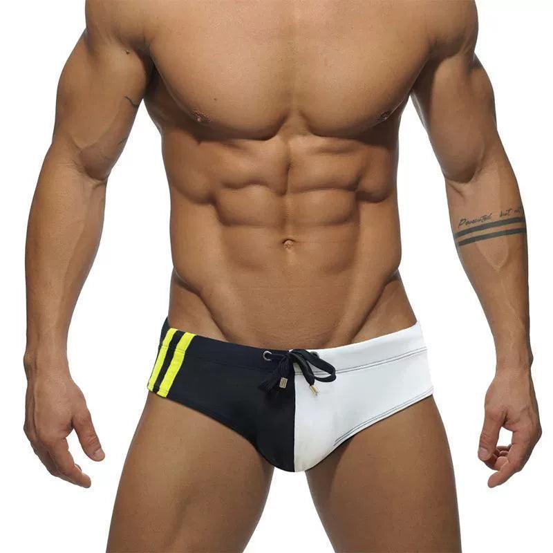 Men’s Swim Briefs – Fashion Patchwork Elastic Swimwear - ClubOn