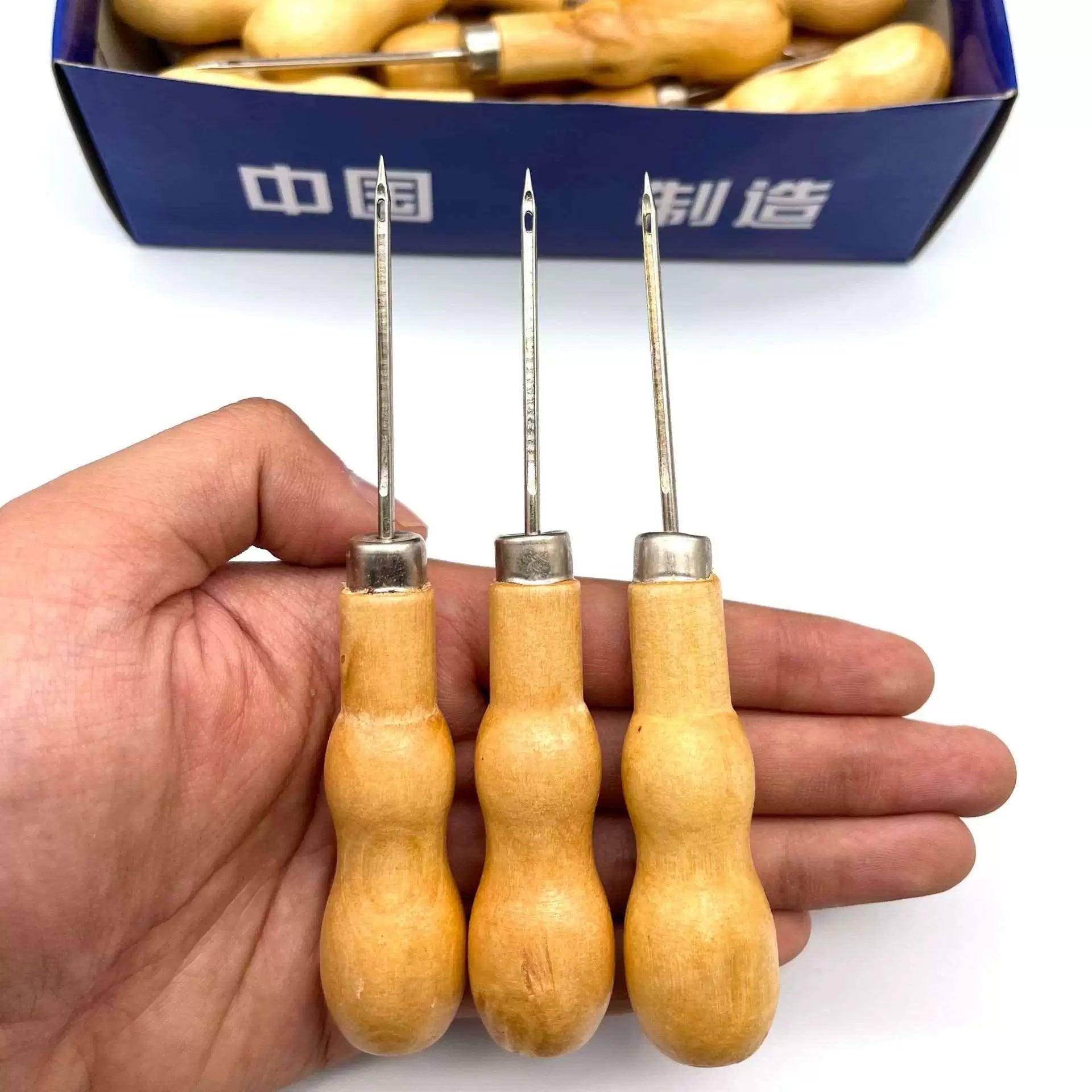 Wooden Handle Double Gourd Sole Perforated Needlework Tool - ClubOn