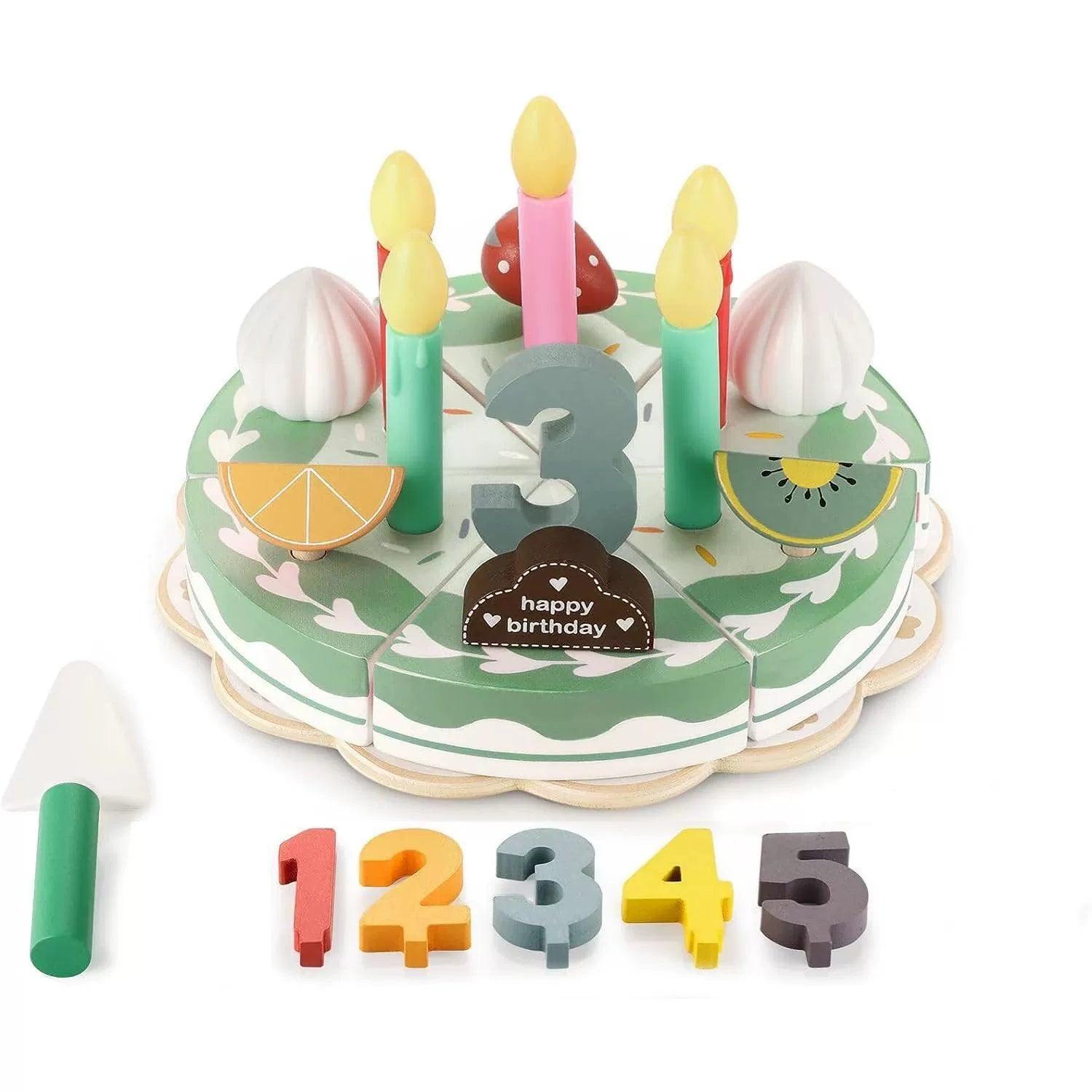 Play Kitchen Accessories – Wooden Birthday Cake Set for Early Play - ClubOn