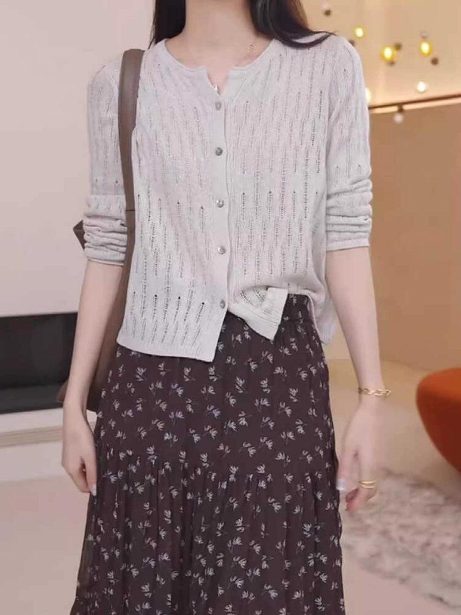 2024 Women’s Hollow Knitted Cardigan - ClubOn