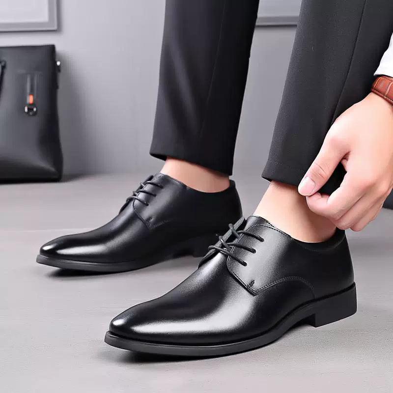 Men's Leather Shoes - Autumn & Spring Wedding Dress Shoes for Men - ClubOn