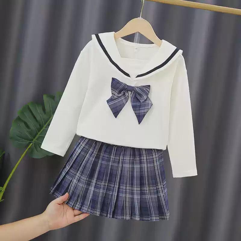 Girls’ JK Uniform Shirt & Skirt Set – College Spring - ClubOn