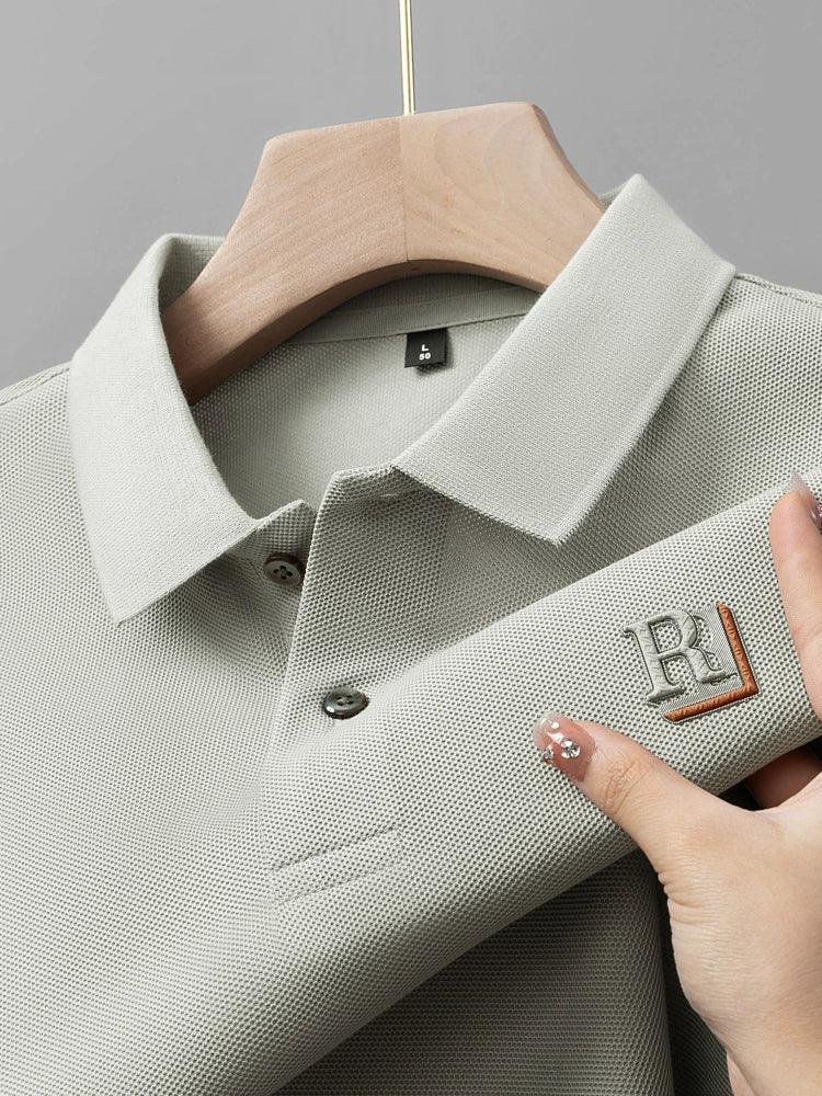 Heavy Mercerized Pearl Cotton Short-Sleeved T-shirt – Men’s Lapel Casual Polo Shirt - ClubOn