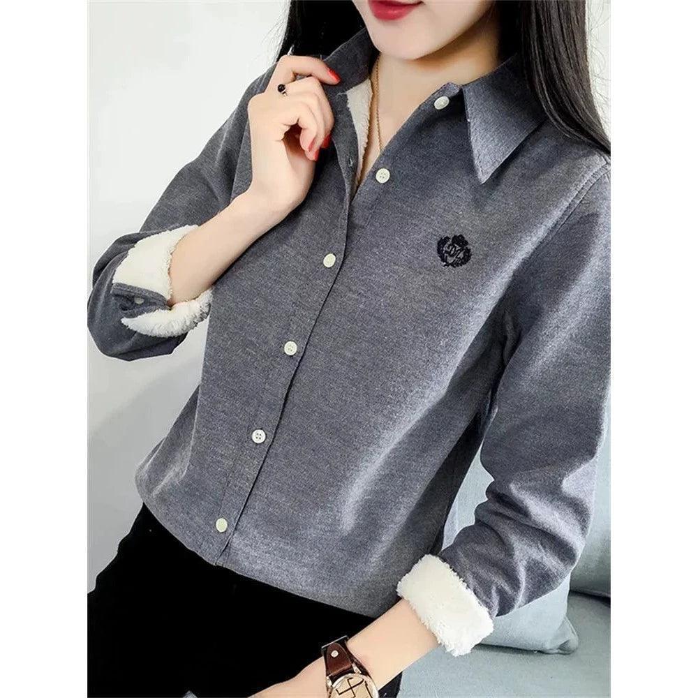 Very Thick Women’s Winter Style Blouses – Casual Long Sleeve Shirts - ClubOn