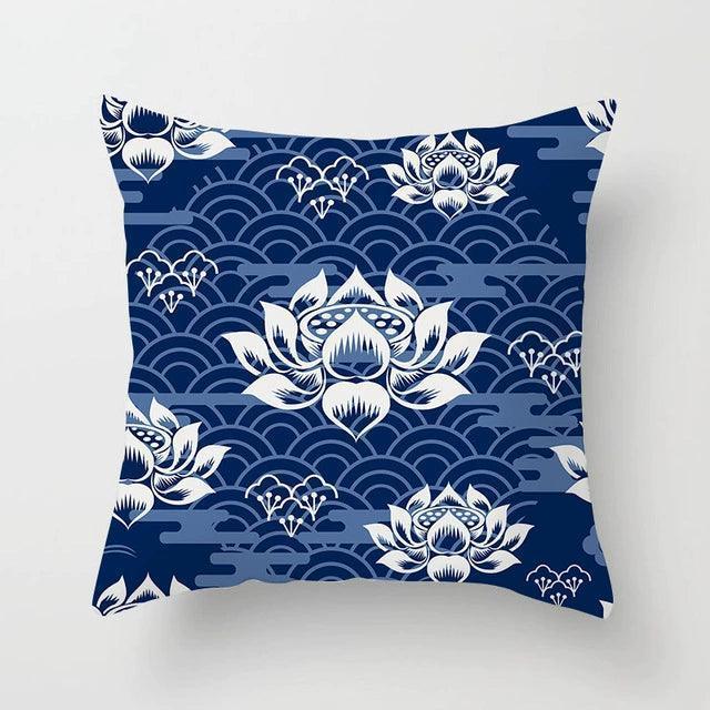 Blue White Porcelain Print Cushion Case – Bohemian Style Mandala Pillow Cover - ClubOn