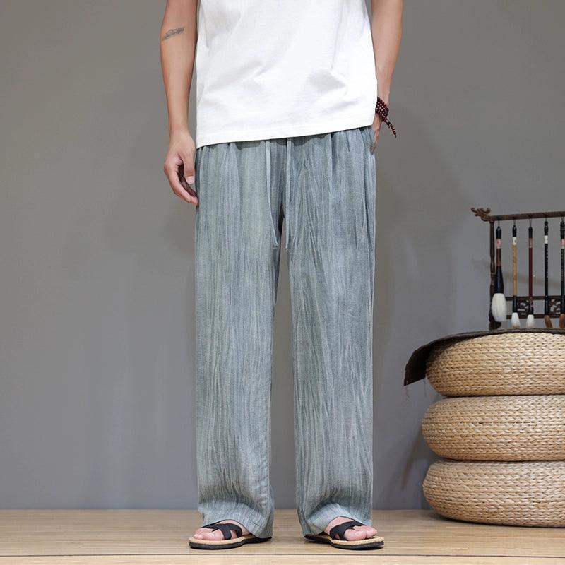 Summer Loose Wide Leg Trousers for Men | Large Size Breathable Tencel Linen Pants - ClubOn