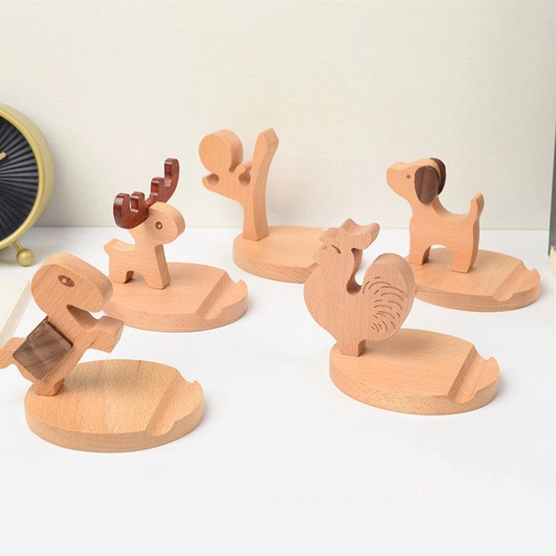Custom Solid Wood Mobile Phone Stand – Cute Desktop Holder for Studio - ClubOn