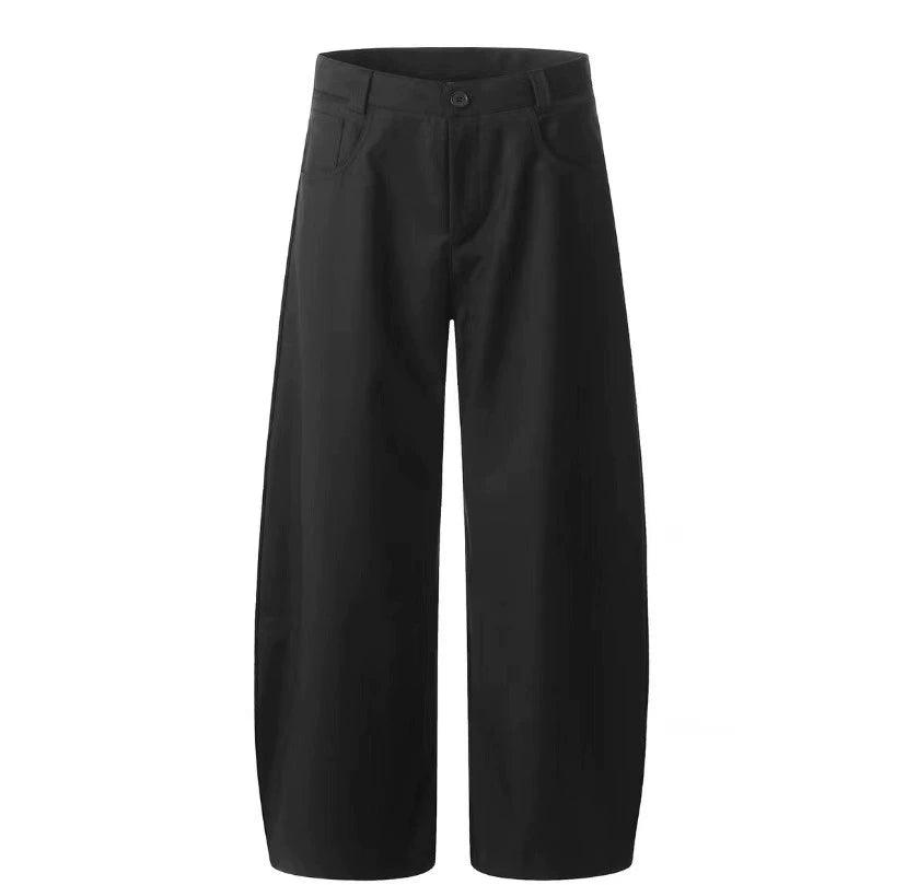 Commuter Drape Black Scimitar Trousers for Men – Loose Baggy Wide-Leg Casual Trendy Pants - ClubOn