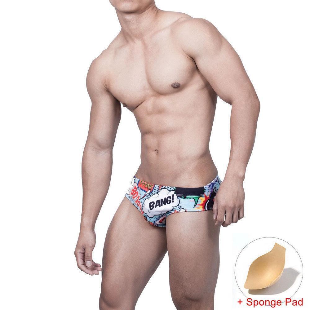 Fun Cartoon Men's Swimwear | BOOOOM BA with/Without Sponge Pad - ClubOn