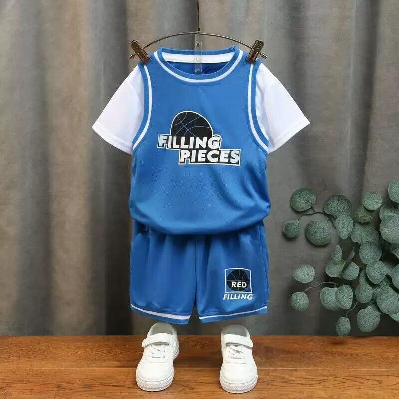 Boys' Trendy Summer Basketball Suit – Short-Sleeved Set - ClubOn