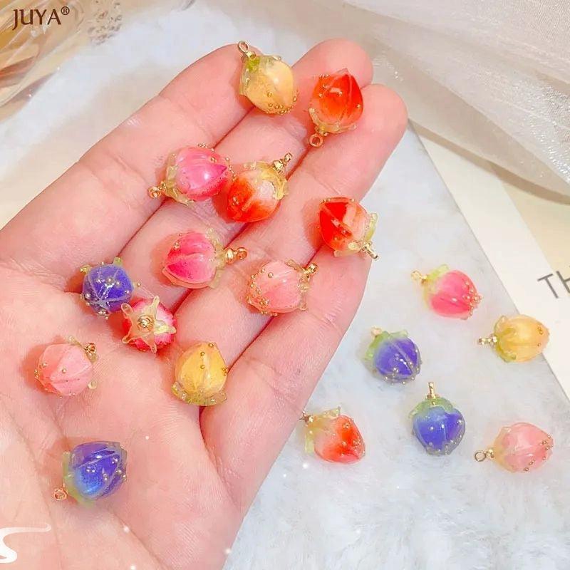 2Pcs Sweet Resin Strawberry Pendants – DIY Handmade Accessories - ClubOn