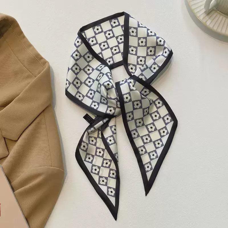 Solid Color Silk Scarf Hair Band Ribbon for Women - ClubOn