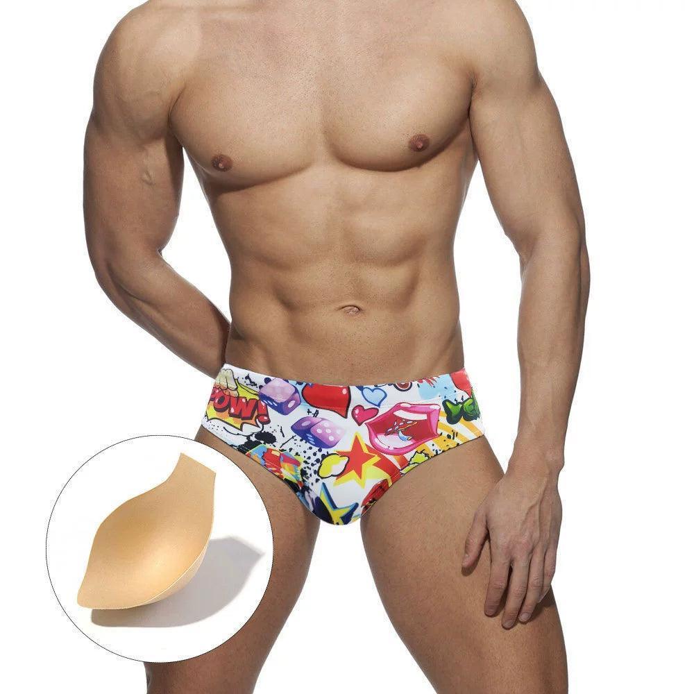 Fun Cartoon Men's Swimwear | BOOOOM BA with/Without Sponge Pad - ClubOn