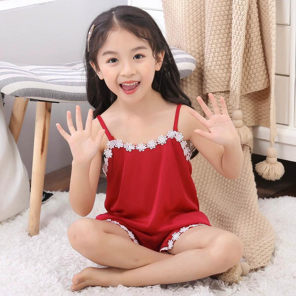 Girls Summer Satin Pajama Sets: Stylish & Comfy - ClubOn