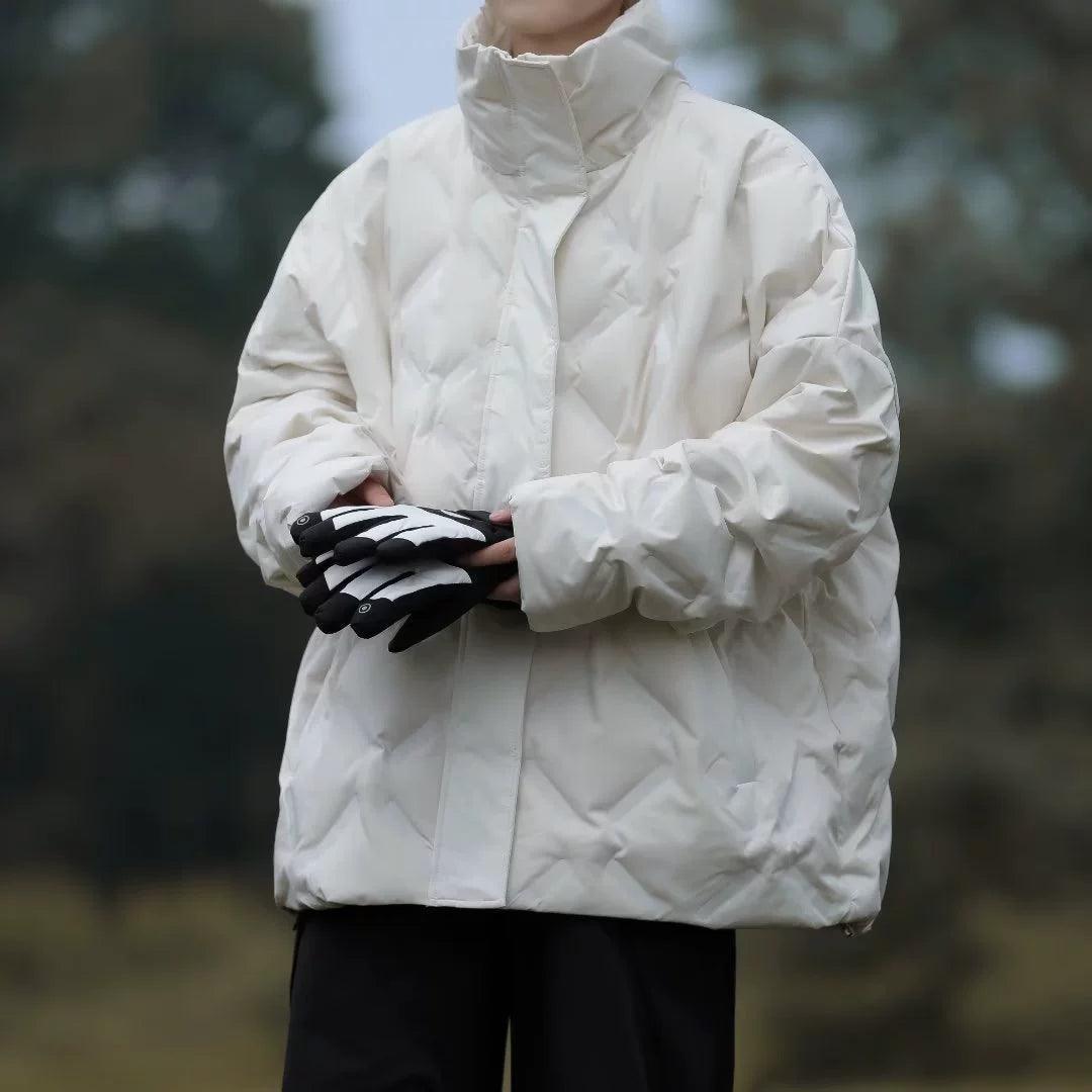 Black Diamond Check Down Jacket – Winter Men’s Retro Pilot Jacket - ClubOn