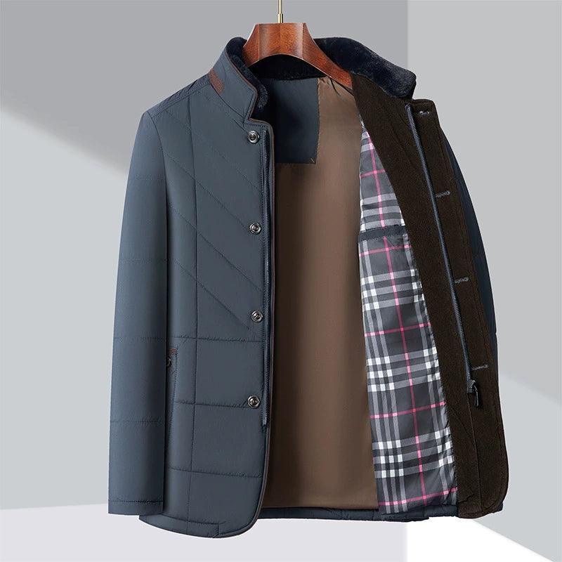 Warm Cotton Coat for Men – Middle-aged Stand-up Collar Jacket - ClubOn