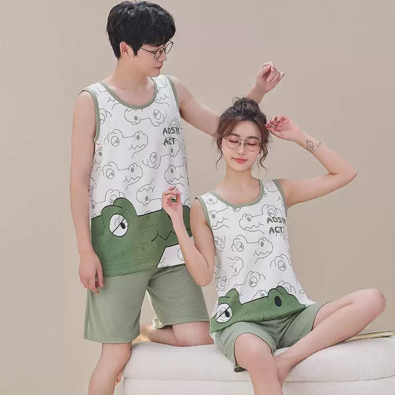 Township Summer Couple Pajamas Knitted Cotton Vest - ClubOn